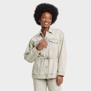 Women's Denim Cinched Jacket - Universal Thread Vintage Wash L